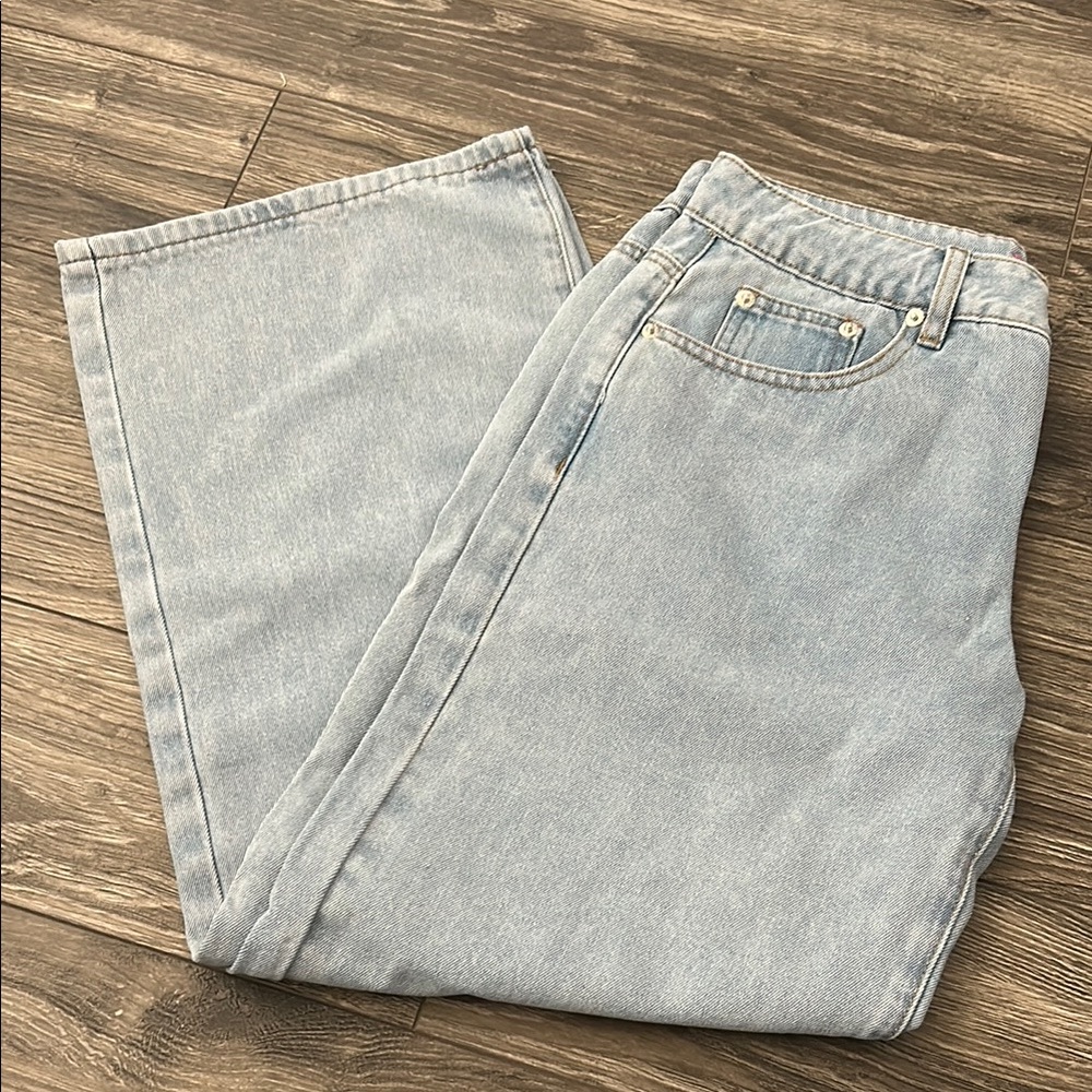Edikted Blue Flare Wide Leg Jeans